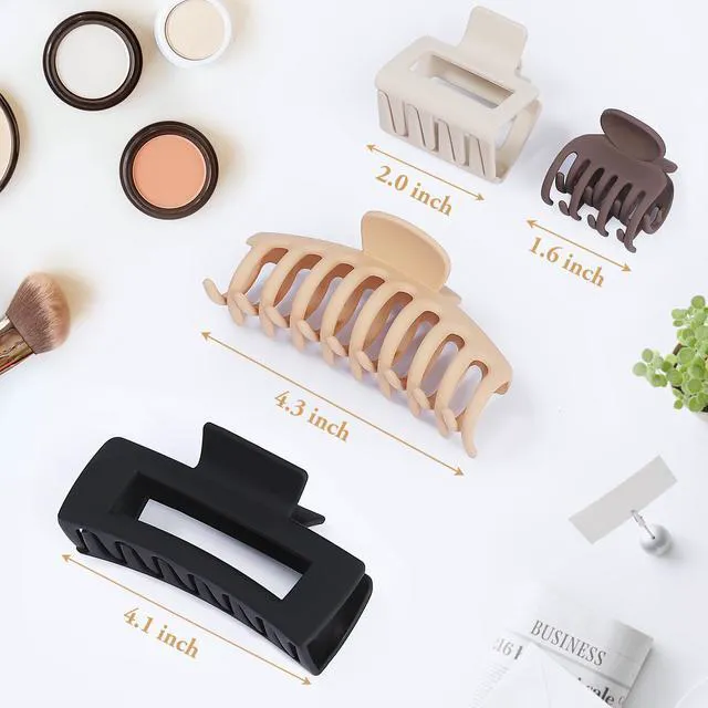 Alt view image 2 of 7 - Hair Clip 16 Count for Women - Hair Claws for Thin Thick Curly Hair - Large and Small Matte Banana Clips - Strong Hold Nonslip Hair Claws - Various Sizes and Styles