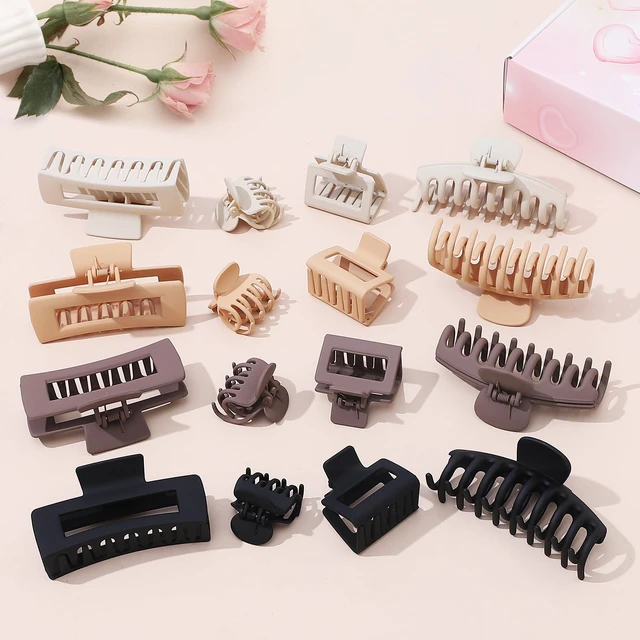 Alt view image 5 of 7 - Hair Clip 16 Count for Women - Hair Claws for Thin Thick Curly Hair - Large and Small Matte Banana Clips - Strong Hold Nonslip Hair Claws - Various Sizes and Styles