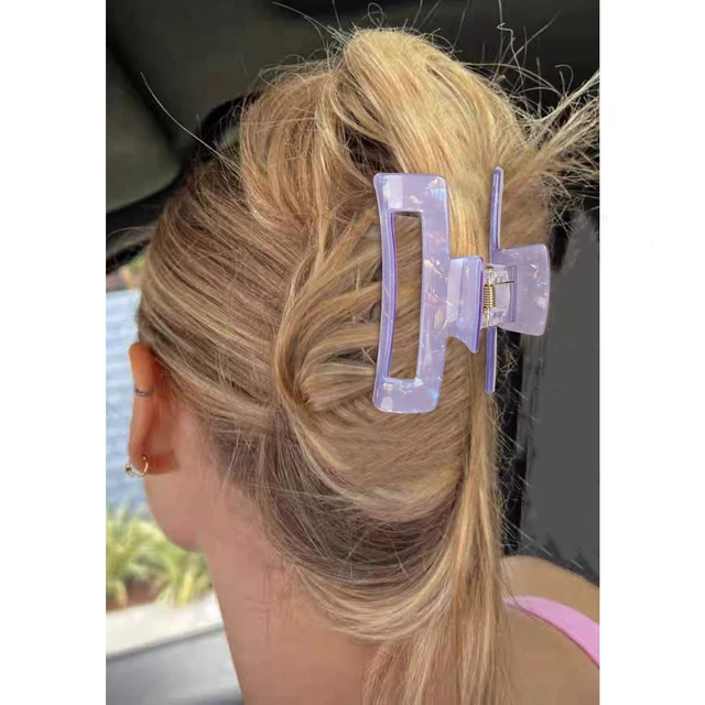 Alt view image 5 of 7 - 10 Pcs Large Resin Hair Claw Clips For Women Thick Thin Hair Updos | Acrylic Celluloid Long Claw ClipOpal Marble/Tortoise Shell/Checkered Patterns, Strong Hold 90s Cute Girls Hair Accessories