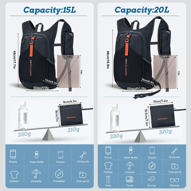 Alt view image 4 of 7 - 15L Small Hiking Backpack for Men Women Foldable Packable Back Pack Ultralight Hiking Daypack for Travel Camping Outdoor, Black