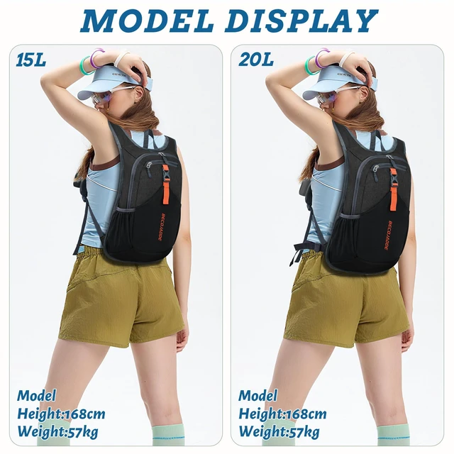 Alt view image 5 of 7 - 15L Small Hiking Backpack for Men Women Foldable Packable Back Pack Ultralight Hiking Daypack for Travel Camping Outdoor, Black