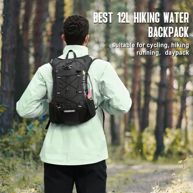 Alt view image 2 of 7 - Lightweight Hydration Backpack, Running Backpack with 2L Water Bladder | Hydro Water Daypack, Small Hiking Backpack for Cycling Hiking Rave for Men Women