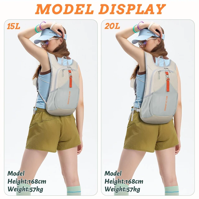 Alt view image 5 of 7 - 15L Small Hiking Backpack for Men Women Foldable Packable Back Pack Ultralight Hiking Daypack for Travel Camping Outdoor, Beige