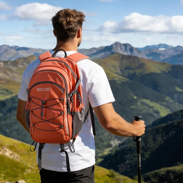 Alt view image 6 of 7 - 20L Lightweight Hiking Backpack, Waterproof Daypack for Camping | 210D tear-resistant nylon, breathable shoulder and back panel, Multi-Compartment,hydration system,reflective strip,bungee net