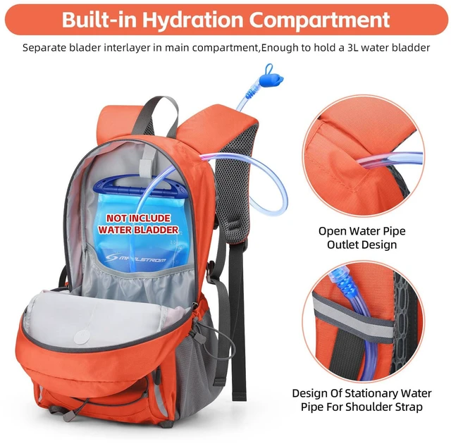 Alt view image 5 of 7 - 20L Lightweight Hiking Backpack, Waterproof Daypack for Camping | 210D tear-resistant nylon, breathable shoulder and back panel, Multi-Compartment,hydration system,reflective strip,bungee net