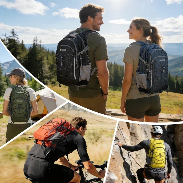 Alt view image 7 of 7 - 20L Lightweight Hiking Backpack, Waterproof Daypack for Camping | 210D tear-resistant nylon, breathable shoulder and back panel, Multi-Compartment,hydration system,reflective strip,bungee net