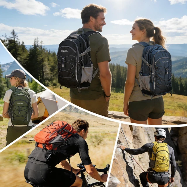 Alt view image 7 of 7 - 20L Lightweight Hiking Backpack, Waterproof Daypack for Camping | 210D tear-resistant nylon, breathable shoulder and back panel, Multi-Compartment,hydration system,reflective strip,bungee net