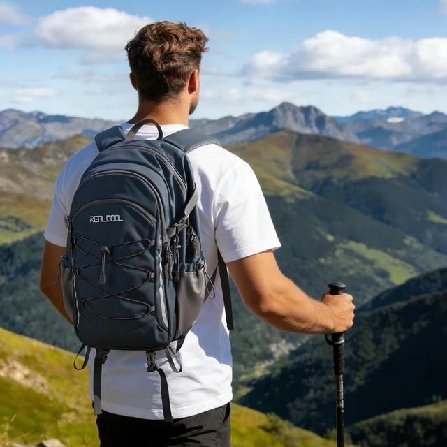Alt view image 6 of 7 - 20L Lightweight Hiking Backpack, Waterproof Daypack for Camping | 210D tear-resistant nylon, breathable shoulder and back panel, Multi-Compartment,hydration system,reflective strip,bungee net