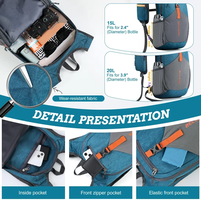 Alt view image 3 of 7 - 15L Small Hiking Backpack for Men Women Foldable Packable Back Pack Ultralight Hiking Daypack for Travel Camping Outdoor, Turquoise