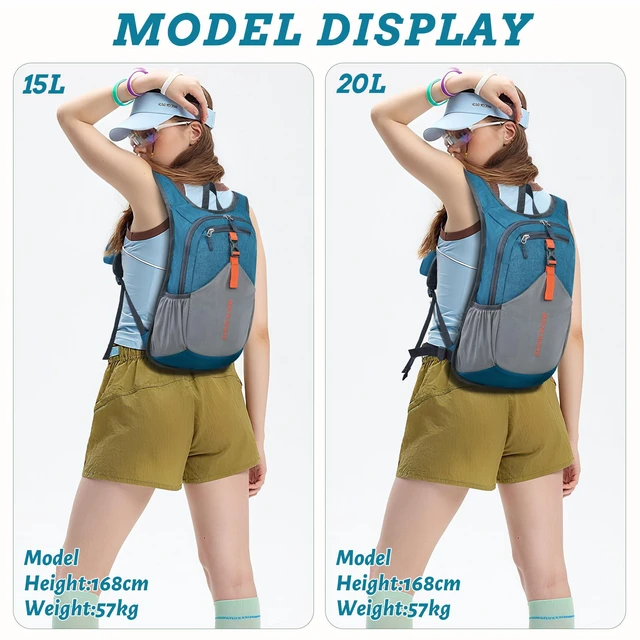 Alt view image 5 of 7 - 15L Small Hiking Backpack for Men Women Foldable Packable Back Pack Ultralight Hiking Daypack for Travel Camping Outdoor, Turquoise