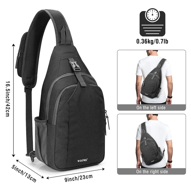 Alt view image 5 of 7 - Sling Bag for Men Women, RFID Blocking Crossbody Bag, Daily, Travel | Durable Polyester Fabric, 10L, Perfect for work, shopping, weekend outings, Hiking, Reversible Shoulder Strap (Dark Grey)