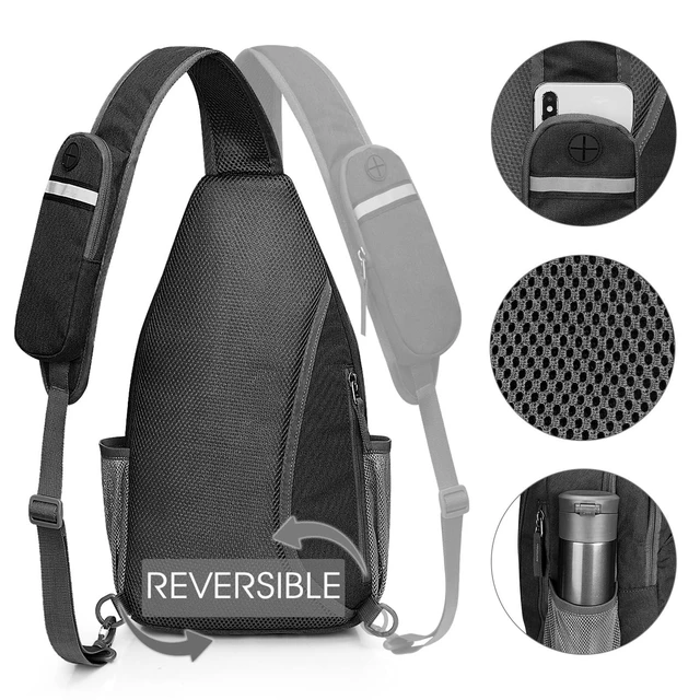 Alt view image 4 of 7 - Sling Bag for Men Women, RFID Blocking Crossbody Bag, Daily, Travel | Durable Polyester Fabric, 10L, Perfect for work, shopping, weekend outings, Hiking, Reversible Shoulder Strap (Dark Grey)