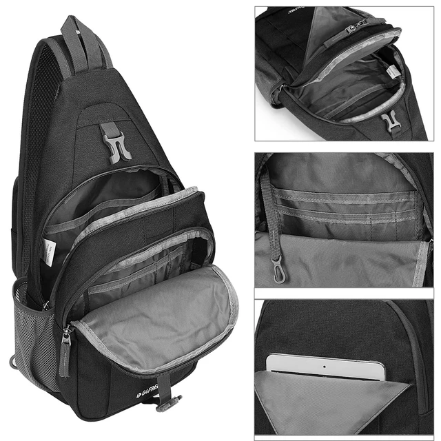 Alt view image 7 of 7 - Sling Bag for Men Women, RFID Blocking Crossbody Bag, Daily, Travel | Durable Polyester Fabric, 10L, Perfect for work, shopping, weekend outings, Hiking, Reversible Shoulder Strap (Dark Grey)