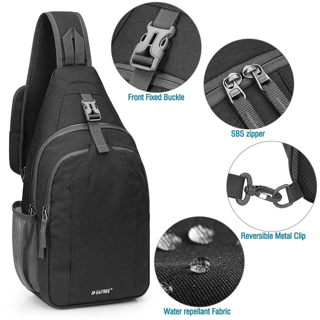 Alt view image 6 of 7 - Sling Bag for Men Women, RFID Blocking Crossbody Bag, Daily, Travel | Durable Polyester Fabric, 10L, Perfect for work, shopping, weekend outings, Hiking, Reversible Shoulder Strap (Dark Grey)