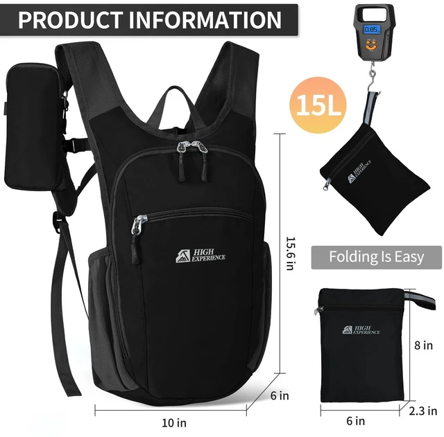 Alt view image 3 of 6 - Small Hiking Backpack Packable Lightweight for Women Men | 10L/15L, Hiking Daypack, Foldable, Water Resistan, Ultralight, with Phone Pocket, Travel, Outdoor, Walking