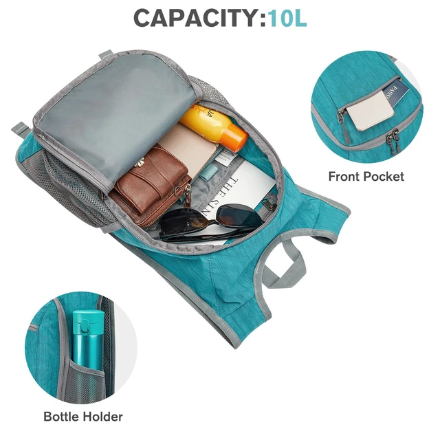 Alt view image 4 of 7 - 10L/15L Hiking Backpack Lightweight Packable Hiking Daypack Small Travel Outdoor Foldable Shoulder Bag