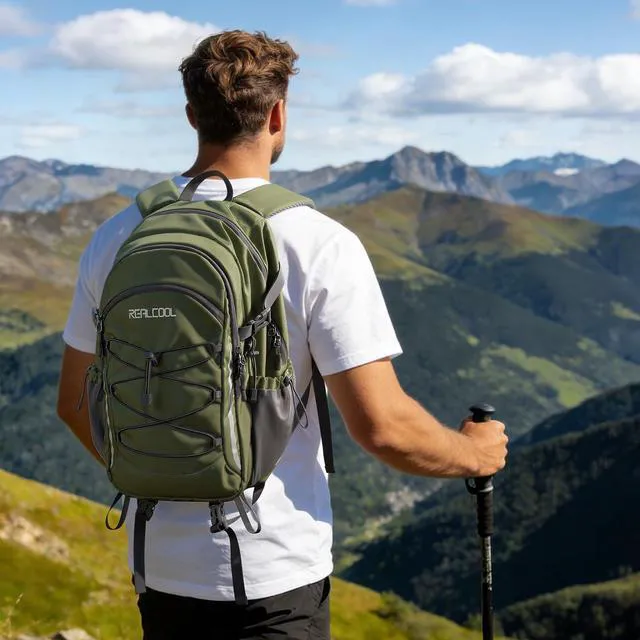 Alt view image 6 of 7 - 20L Lightweight Hiking Backpack, Waterproof Daypack for Camping | 210D tear-resistant nylon, breathable shoulder and back panel, Multi-Compartment,hydration system,reflective strip,bungee net