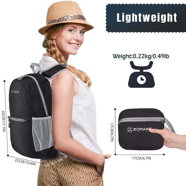 Alt view image 2 of 6 - Ultra Lightweight Hiking Backpack 20L, Packable Small Backpacks Water Resistant Daypack for Women Men(Black)