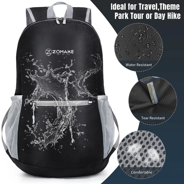 Alt view image 4 of 6 - Ultra Lightweight Hiking Backpack 20L, Packable Small Backpacks Water Resistant Daypack for Women Men(Black)