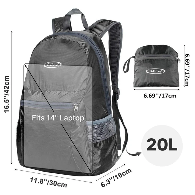 Alt view image 3 of 7 - 20L Small Packable Travel Hiking Backpack for Men Women | Lightweight Foldable Waterproof Daypack for Outdoor, Black