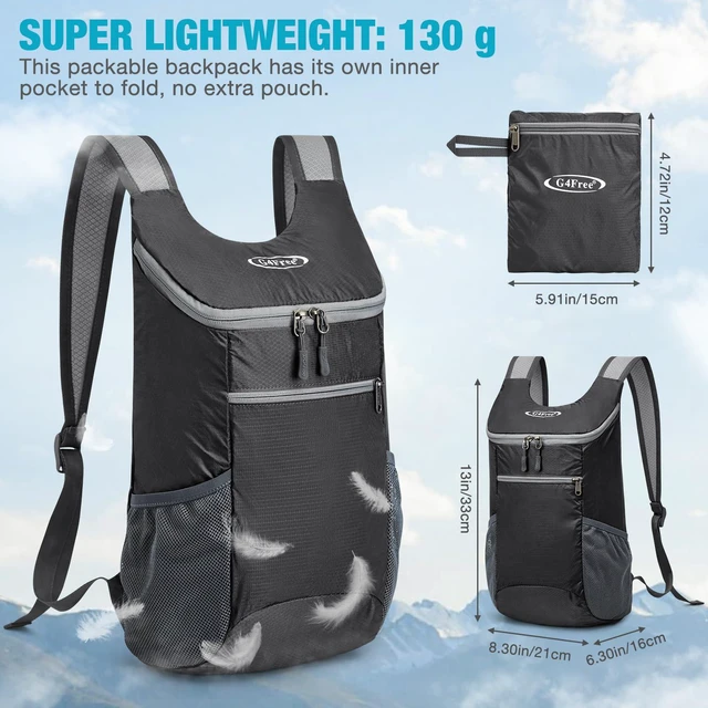 Alt view image 4 of 7 - 10L Lightweight Packable Hiking Backpack, Nylon Daypack Daily Travel | Water-Resistant Nylon, Weighing Only 4.59oz, Comfortable, Hiking, Travel, Cycling, Small Foldable Unisex Daypack (Black)