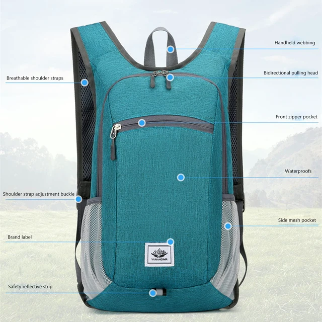 Alt view image 5 of 7 - Hiking Backpack 15L Small Travel Backpack Lightweight Foldable Daypack Packable Camping Backpacks for Women Men (Orange)