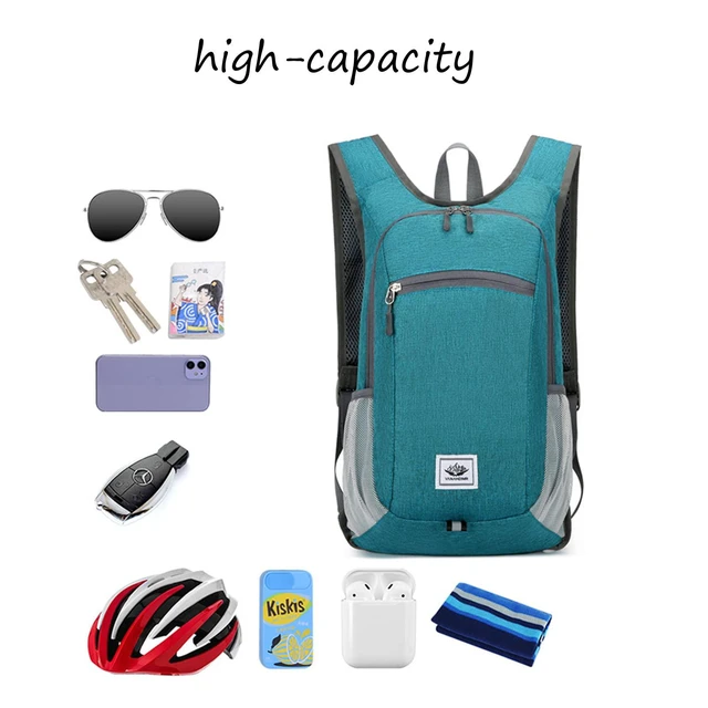 Alt view image 7 of 7 - Hiking Backpack 15L Small Travel Backpack Lightweight Foldable Daypack Packable Camping Backpacks for Women Men (Orange)