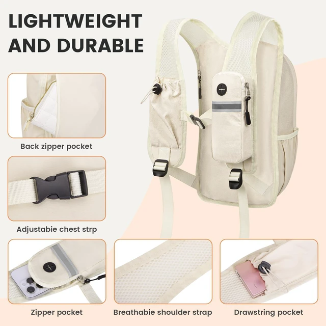 Alt view image 3 of 7 - Small Hiking Backpack 10L- Lightweight Packable Foldable Backpack for Travel Camping Outdoor Commute, Compact Rucksack for Women Men(Beige)
