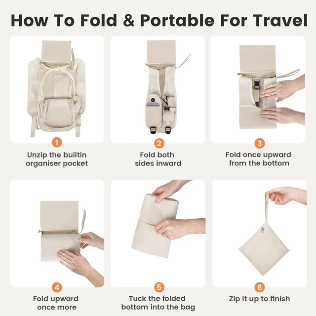Alt view image 7 of 7 - Small Hiking Backpack 10L- Lightweight Packable Foldable Backpack for Travel Camping Outdoor Commute, Compact Rucksack for Women Men(Beige)