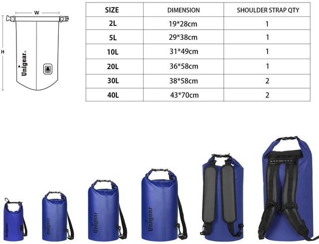 Main image of Dry Bag Waterproof, Floating and Lightweight Bags for Kayaking, Boating, Fishing, Swimming and Camping with Waterproof Phone Case (Blue, 2L)