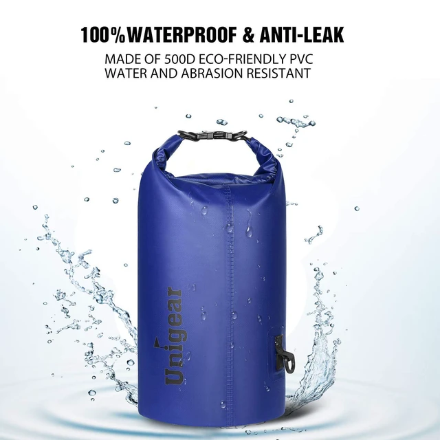 Alt view image 4 of 7 - Dry Bag Waterproof, Floating and Lightweight Bags for Kayaking, Boating, Fishing, Swimming and Camping with Waterproof Phone Case (Blue, 10L)
