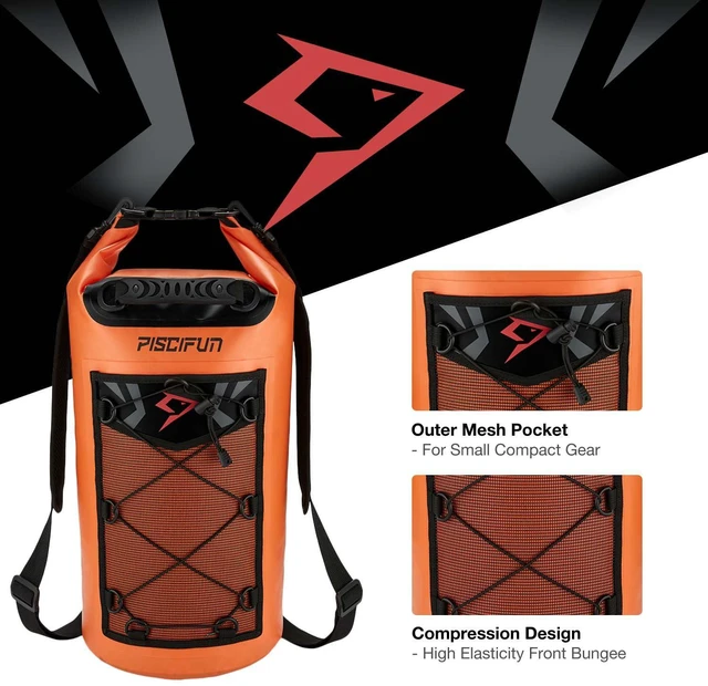 Alt view image 6 of 7 - Dry Bag, Waterproof Floating Backpack 20L with Waterproof Phone Case for Boating, Kayaking, Fishing, Orange 20L