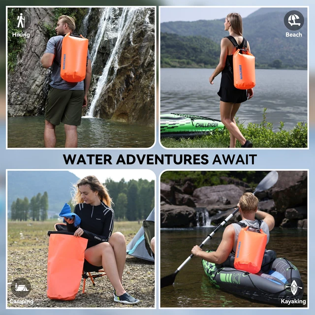Alt view image 6 of 7 - Floating Waterproof Dry Bag Backpack 5L/10L/20L/30L/40L, Roll Top Sack Keeps Gear Dry for Kayaking, Rafting, Boating, Swimming, Camping, Hiking, Beach, Fishing (Orange, 10L)