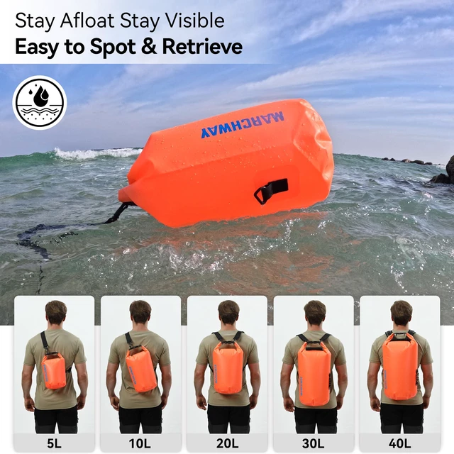 Alt view image 5 of 7 - Floating Waterproof Dry Bag Backpack 5L/10L/20L/30L/40L, Roll Top Sack Keeps Gear Dry for Kayaking, Rafting, Boating, Swimming, Camping, Hiking, Beach, Fishing (Orange, 10L)