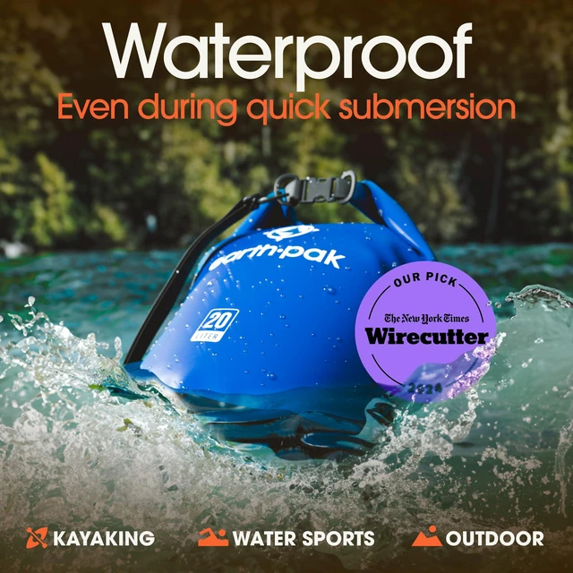 Alt view image 3 of 7 - 10L Waterproof Dry Bag Backpack - Marine Roll Top Dry Sack for Kayaking | Blue 10L roll top dry bag: abrasion resistant 500D PVC for boating, paddleboarding, rafting and beach days