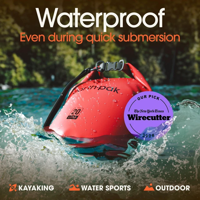 Alt view image 3 of 7 - 20L Waterproof Dry Bag - Marine Roll Top Dry Sack for Kayaking | Red 20L roll top dry bag: abrasion resistant 500D PVC for boating, paddleboarding, rafting and beach days