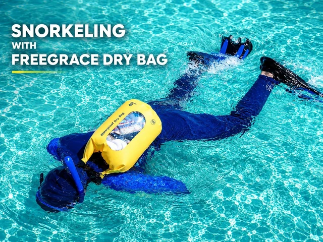 Alt view image 5 of 7 - Waterproof Dry Bag with Double Zip-Lock, Fanny Pack & Phone Case | 5L Black | Submersible 500D tarpaulin dry sack | Crossbody strap | Floats | Kayaking, boating, rafting, fishing & beach