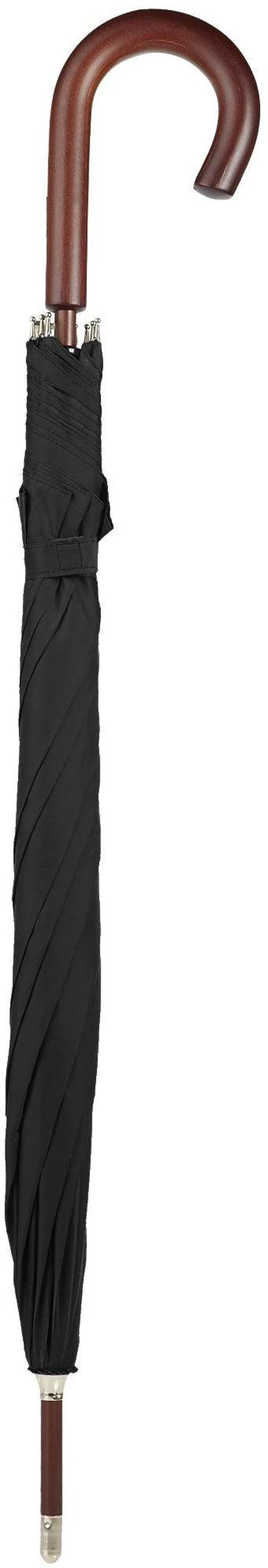 Alt view image 4 of 7 - Auto Open Water Repellent Stick Umbrella with Classic Wood J Hook Handle