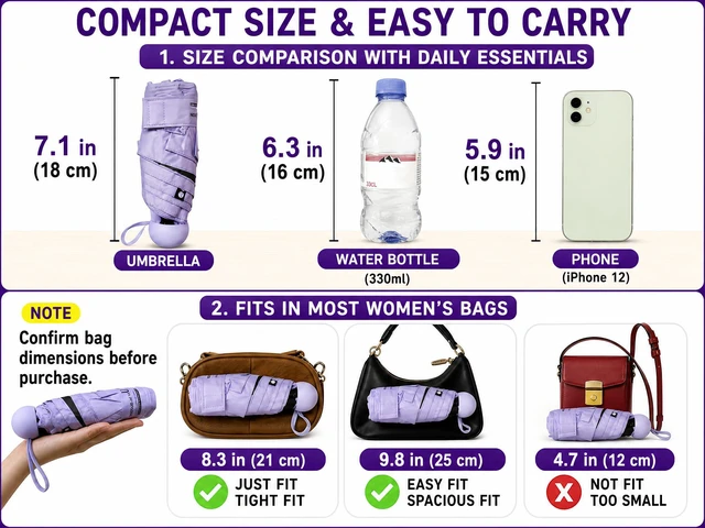 Alt view image 4 of 7 - Mini Travel Umbrella with UV Sun Protection, Compact Pocket-Size | 8.6 oz Lightweight, Small Portable for Sun & Rain, Fit Purse & Backpack, Travel essentials for Disney & European Trip