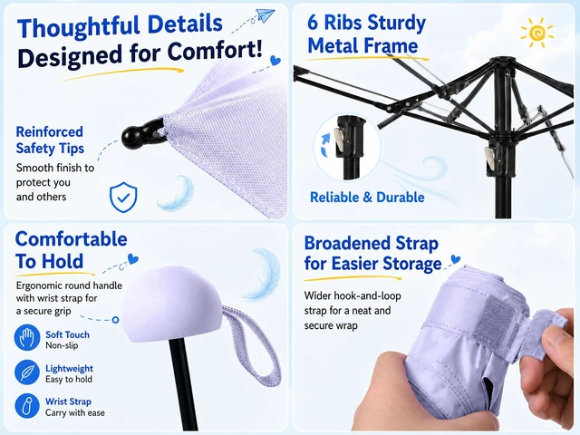 Alt view image 6 of 7 - Mini Travel Umbrella with UV Sun Protection, Compact Pocket-Size | 8.6 oz Lightweight, Small Portable for Sun & Rain, Fit Purse & Backpack, Travel essentials for Disney & European Trip