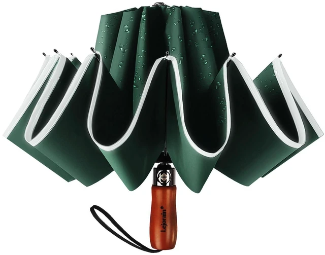 Main image of Large Golf Umbrella 50 Inch Reverse 10 Rib Reflective Auto Close Rain | Inside out golf travel, 10-rib windproof frame, 50 inch canopy, reflective edge, auto close for car, office gifts