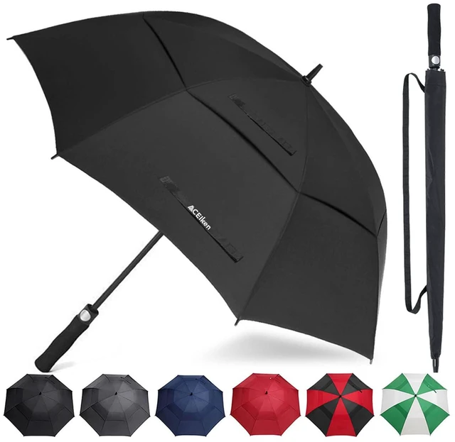 Main image of Golf Umbrella Windproof Large 62 Inch Double Canopy for Rain,Black | Automatic Open, Extra Large Oversized,Sun Protection Ultra Rain & Wind Resistant Stick Sports Umbrellas For Men and Women