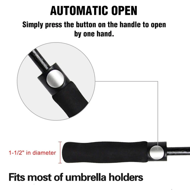Alt view image 4 of 6 - Golf Umbrella Windproof Large 62 Inch Double Canopy for Rain,Black | Automatic Open, Extra Large Oversized,Sun Protection Ultra Rain & Wind Resistant Stick Sports Umbrellas For Men and Women