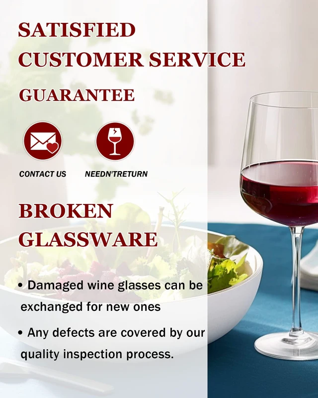 Alt view image 7 of 7 - Hand Blown Italian Style Crystal Burgundy Wine Glasses - Lead-Free Premium Crystal Clear Glass - Set of 2-21 Ounce - Gift-Box for any Occasion
