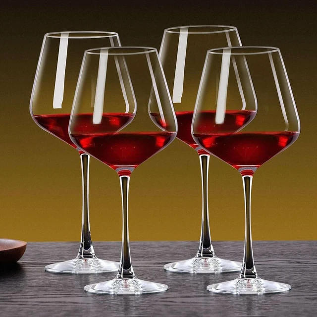 Alt view image 5 of 7 - Wine Glasses Set of 4, Hand-Blown Long Stem, Clear Glass, 15 oz | Wide bowl supports swirling for red and white varieties; clear design suits dinners, weddings, bars and outdoor events.