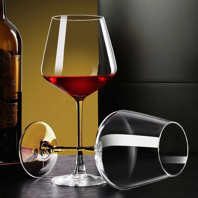 Alt view image 7 of 7 - Wine Glasses Set of 4, Hand-Blown Long Stem, Clear Glass, 15 oz | Wide bowl supports swirling for red and white varieties; clear design suits dinners, weddings, bars and outdoor events.