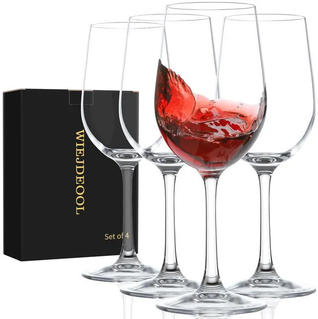Main image of Red Wine Glasses Set of 4, 11oz, Premium Crystal Wine Glasses Hand Blown, Unique Birthday Gift or Wedding Anniversary