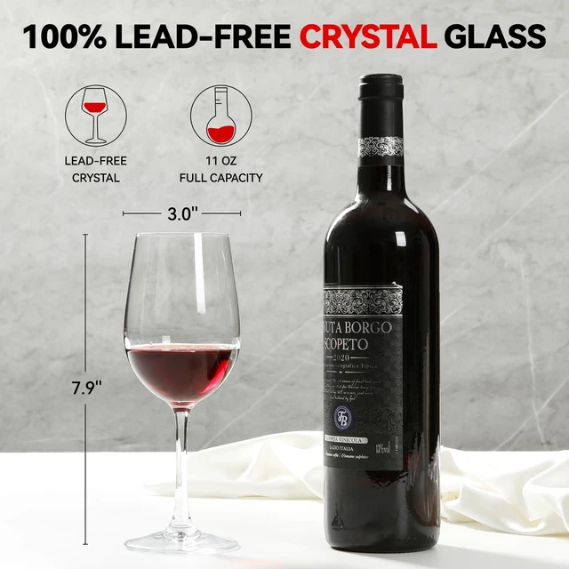 Alt view image 2 of 6 - Red Wine Glasses Set of 4, 11oz, Premium Crystal Wine Glasses Hand Blown, Unique Birthday Gift or Wedding Anniversary