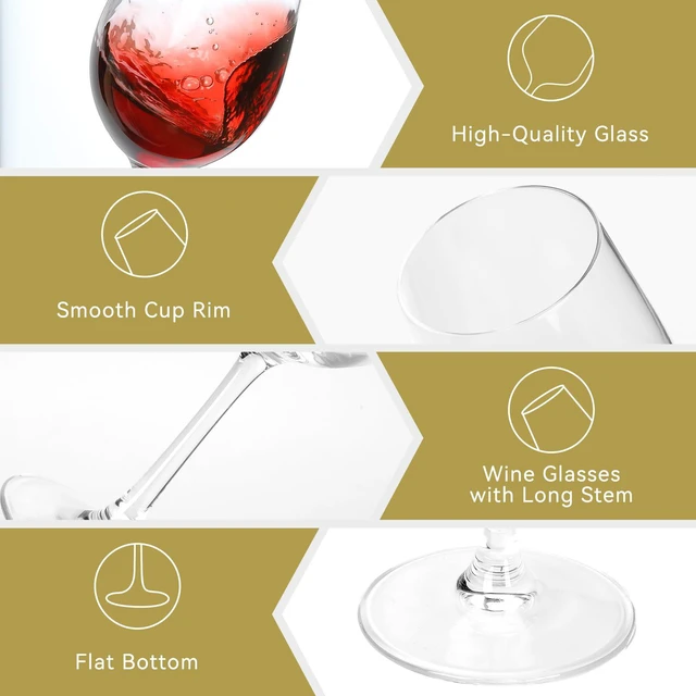 Alt view image 4 of 6 - Red Wine Glasses Set of 4, 11oz, Premium Crystal Wine Glasses Hand Blown, Unique Birthday Gift or Wedding Anniversary