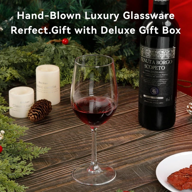 Alt view image 5 of 6 - Red Wine Glasses Set of 4, 11oz, Premium Crystal Wine Glasses Hand Blown, Unique Birthday Gift or Wedding Anniversary